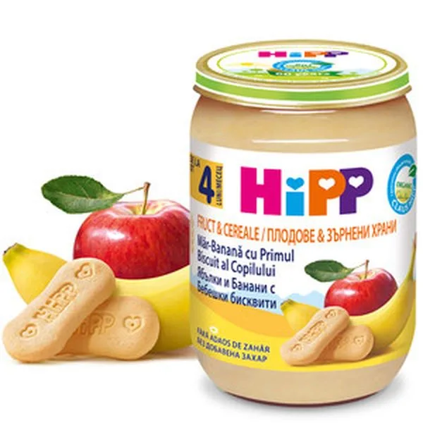 HIPP FRUCT&CEREALE BANANA MAR CU BISCUITI 190G — preț și oferte