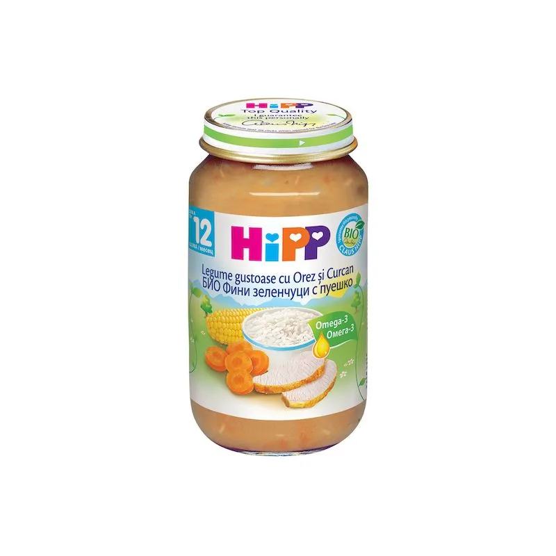 Hipp Piure legume gustoase cu orez si curcan +12 luni | 220 g — preț și oferte