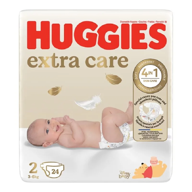 Huggies Extra Care nr.2, 3-6 kg | 24 bucati — preț și oferte