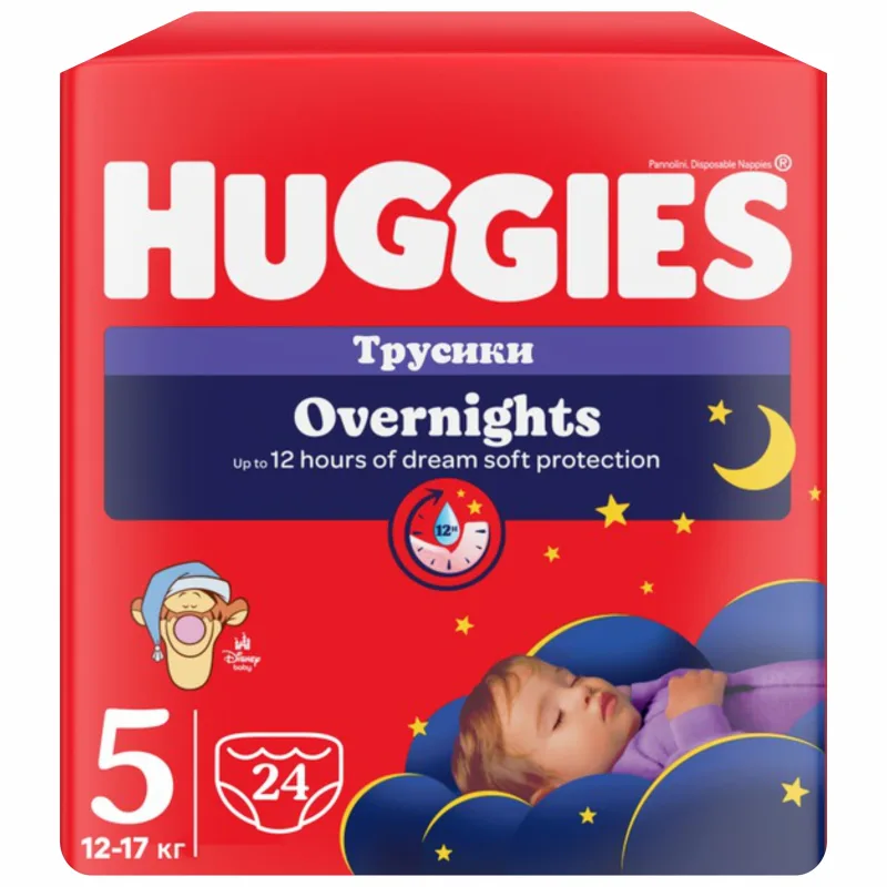 HUGGIES PANTS OVERNIGHTS NR.5 12-17KG X 24BUC — preț și oferte