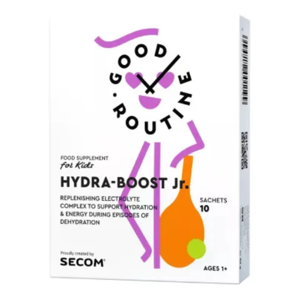 Hydra-Boost Junior Good Routine, cu gust portocala, Secom | 10 plicuri x 4,2 g — preț și oferte