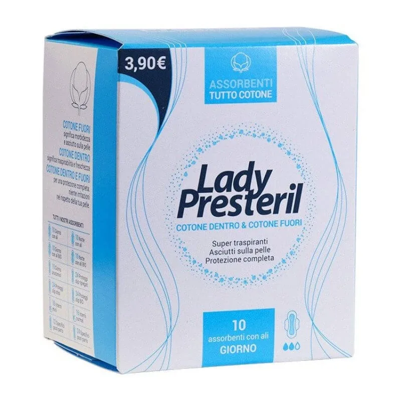Lady Presteril Cotton 10 Absorbante cu aripi de zi — preț și oferte