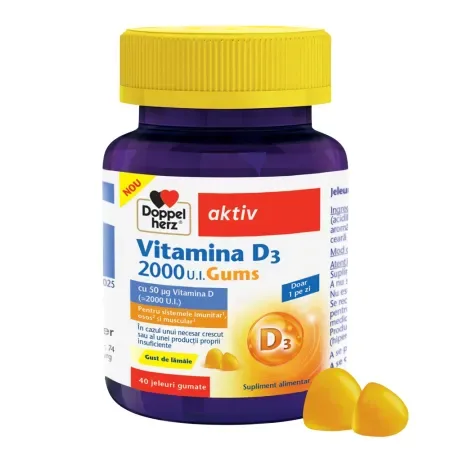 Jeleuri Gumate cu Vitamina D3 2000 UI, Doppelherz Activ | 40 buc. — preț și oferte