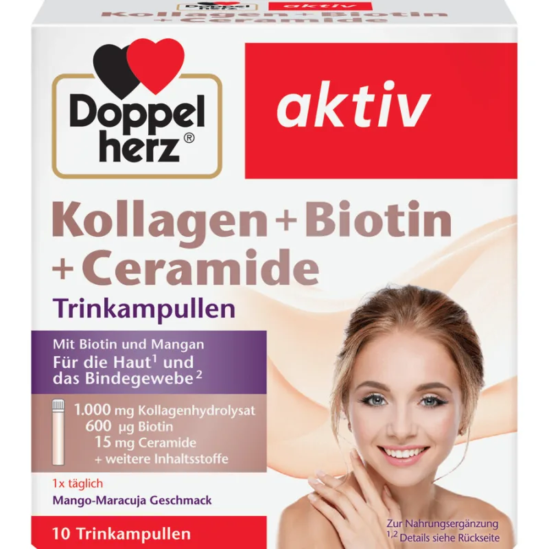 Kollagen + Biotina + Ceramide, Doppelherz Aktiv | 10 flacoane QUEISSER PHARMA — preț și oferte