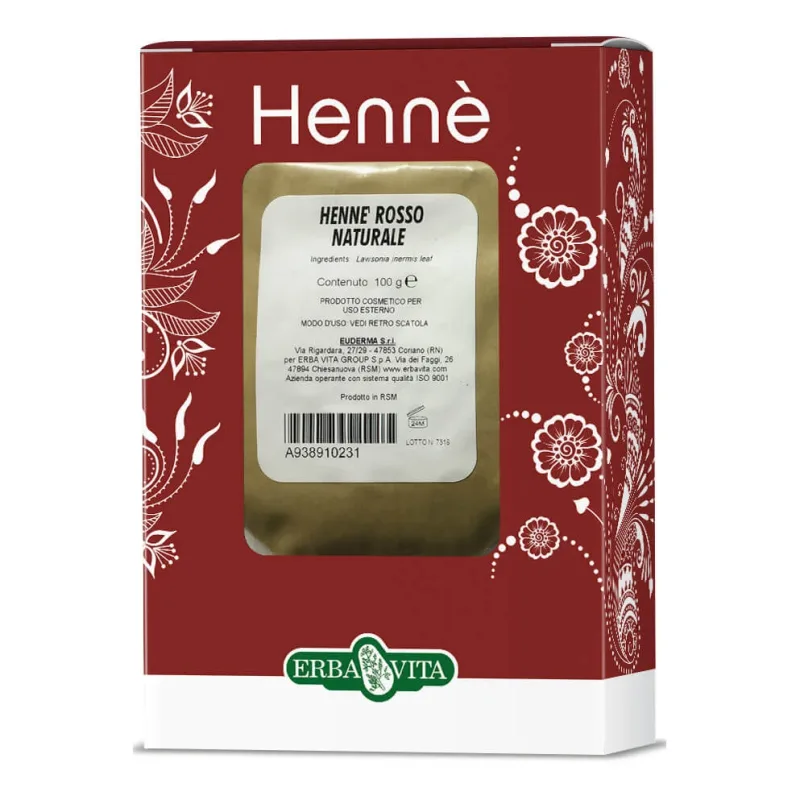 Culoarea naturală a părului roșu Henna 100g Erbavita — preț și oferte