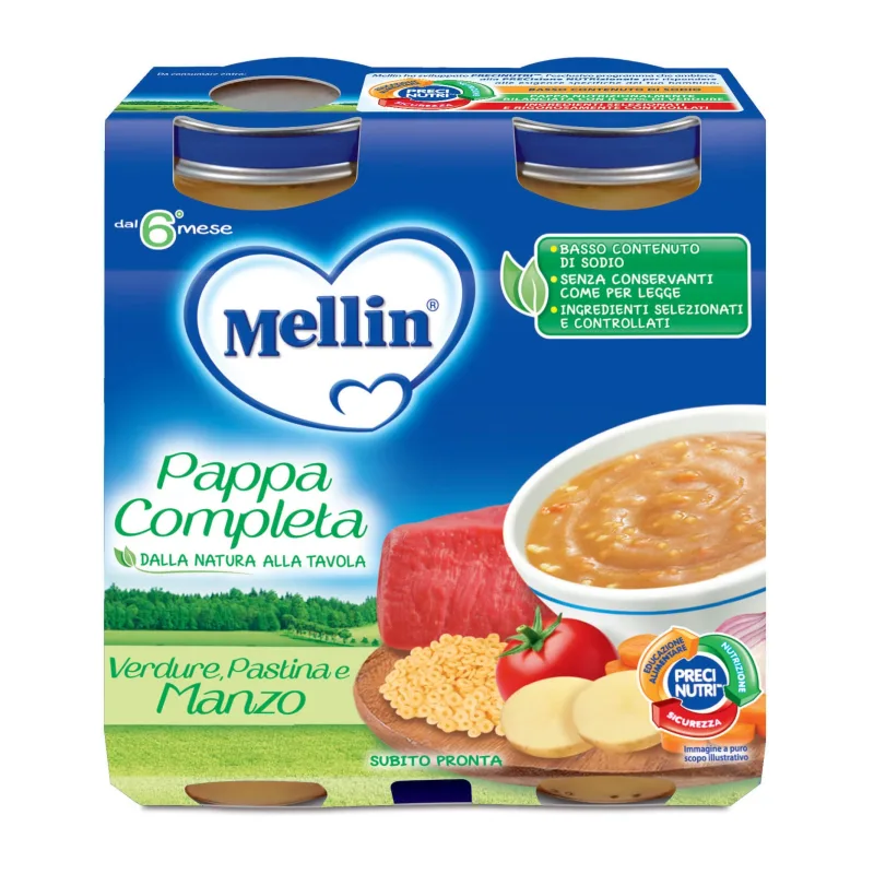 Mellin Pappa Completa Carne de vită 2x250g — preț și oferte