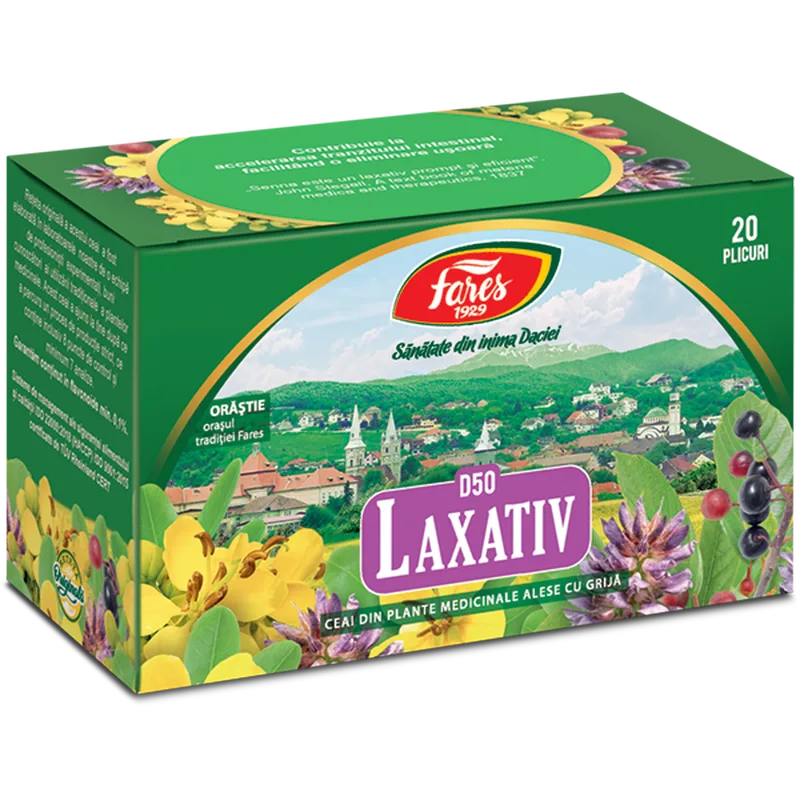 Laxativ, D50, ceai la plic, Fares | 20 plicuri — preț și oferte