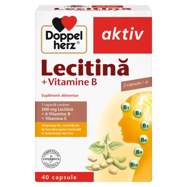Lecitina + Vitamina B si E, Doppelherz Aktiv | 40 capsule QUEISSER PHARMA — preț și oferte