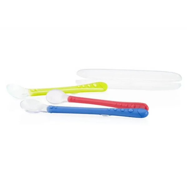 Lingurita silicon flexibila cu coada lunga si cutie depozitare +3 luni, Nubu | 1 buc NUBY — preț și oferte