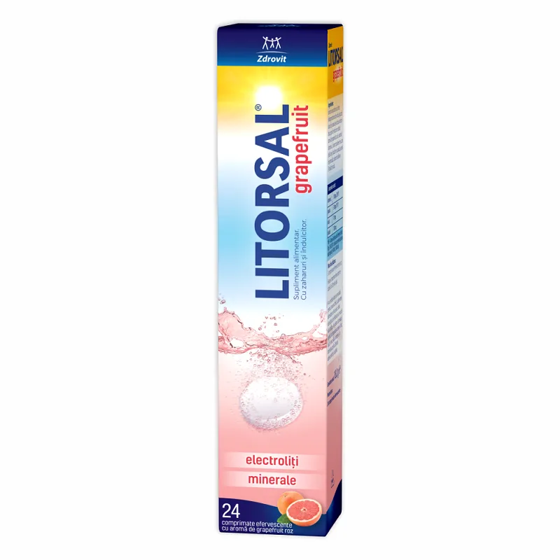 Litorsal cu aroma de grapefruit, Zdrovit | 24 comprimate efervescente NP PHARMA — preț și oferte