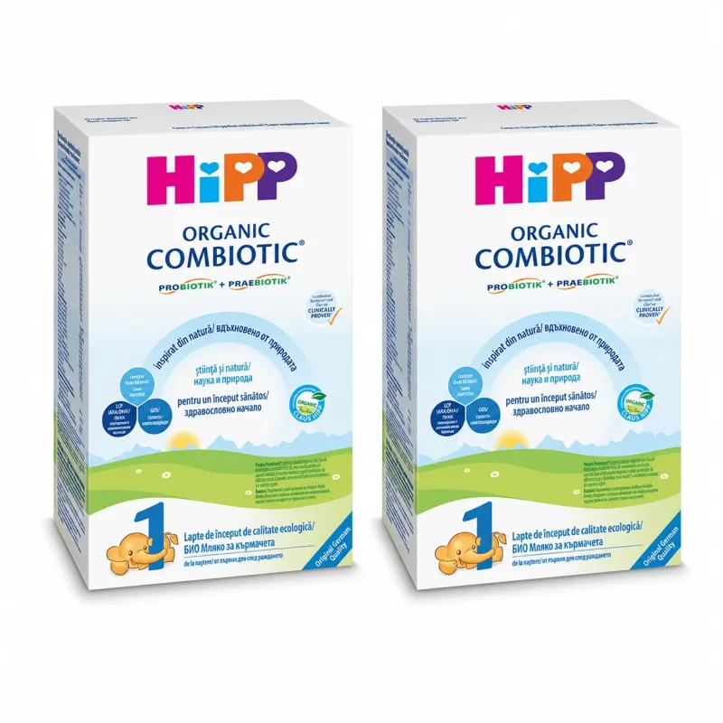 Formula de lapte de inceput Organic Combiotic 1, +0 luni, 2x300 g, Hipp — preț și oferte