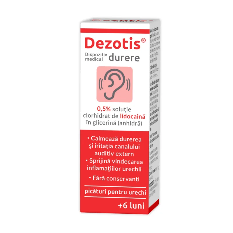 Picaturi auriculare Dezotis, 0.5% Lidocaina, 7 g, Zdrovit — preț și oferte