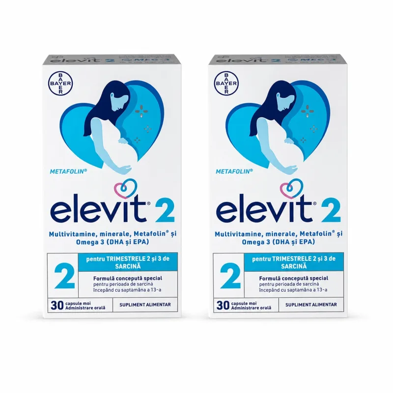 Elevit 2, Multivitamine pentru Sarcină – Trimestrul 2 și 3 de sarcină, 2x30 capsule, Bayer — preț și oferte