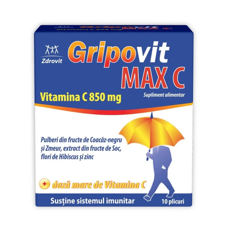 Gripovit Max C 850 mg, 10 plicuri, Zdrovit — preț și oferte