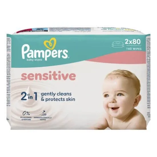 PAMPERS Baby Wipes Baby Wipes Sensitive 2x80 160 bucăți — preț și oferte