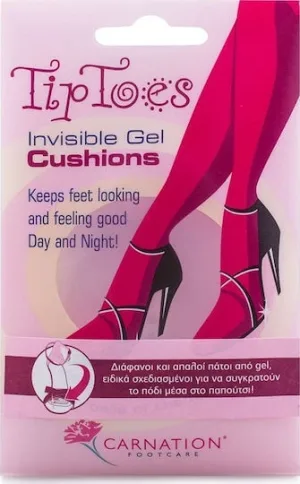 CARNATION TipToes Invisible Gel Metatarsal Insoles pentru leagăne 2 bucăți