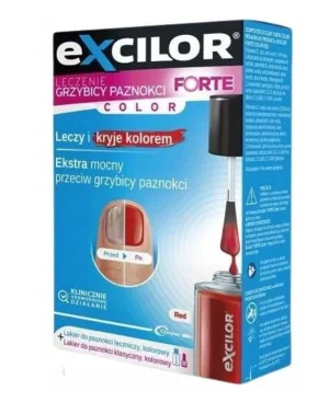 Lac de unghii roșu Excilor Forte Color, 30 ml + 8 ml