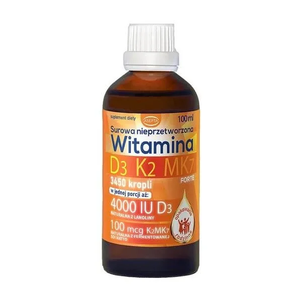 Asepta Vitamina D3 K2 MK7 Forte, picături, 100 ml — preț și oferte