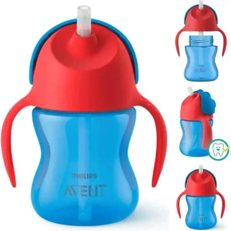 Ceașcă Avent cu pai 200 ml 9m+ albastru — preț și oferte