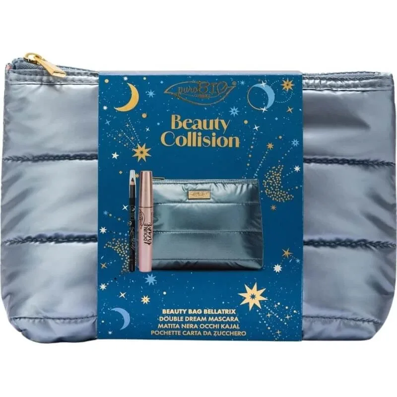 Puro bio beauty collision - rimel organic double dream volumising + creion de ochi organic nr. 01 negru + geantă clutch — preț și oferte