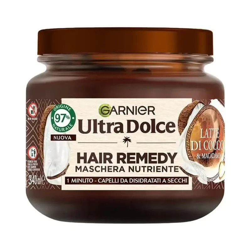 Garnier ultra sweet hair remedy lapte de cocos și macadamia - mască pentru păr uscat 340 ml — preț și oferte