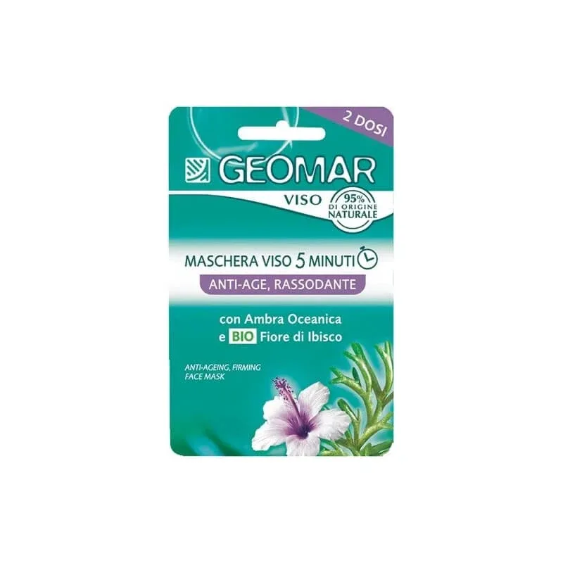 Mască de față anti-îmbătrânire Geomar 5 minute cu flori organice de hibiscus și chihlimbar oceanic 2 porții 15 ml — preț și oferte