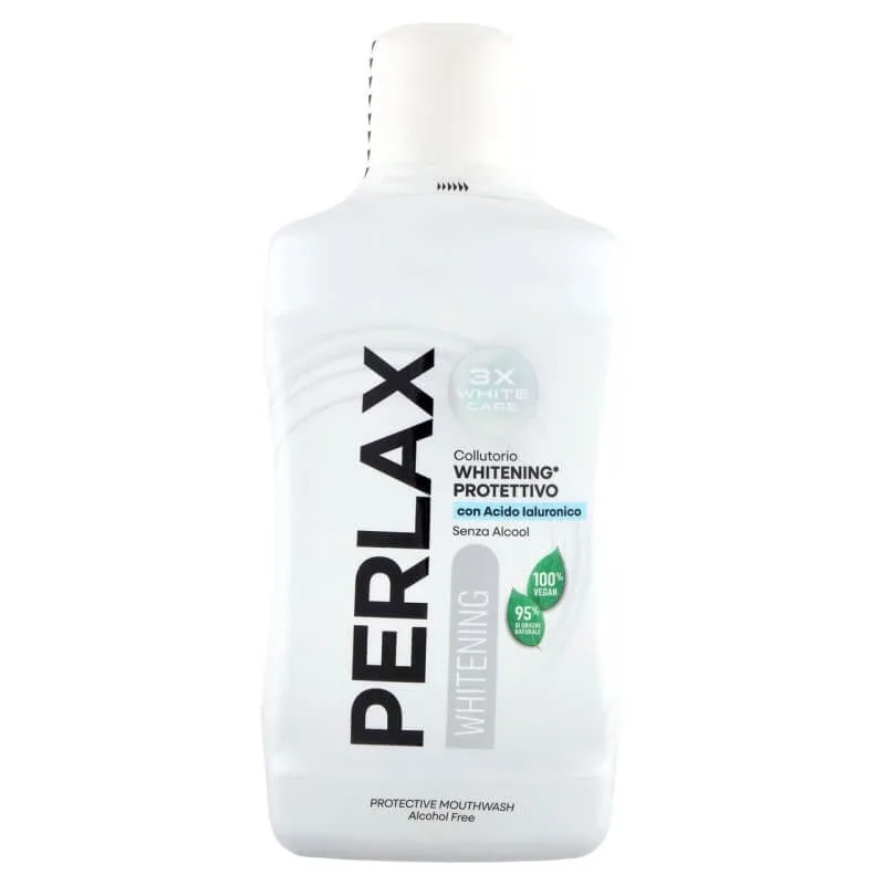 Perlax Apă de gură protectoare, remineralizantă, albitoare, fără alcool, pentru dinți și gingii sensibile, cu acid hialuronic 500 ml — preț și oferte