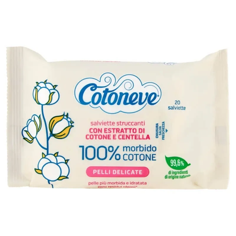 Cotoneve 20 șervețele demachiante pentru piele sensibilă cu bumbac și centella — preț și oferte