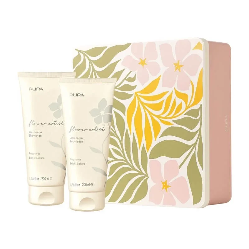 Pupa flower artist bright sakura - gel de duș 200 ml + lapte de corp 200 ml — preț și oferte