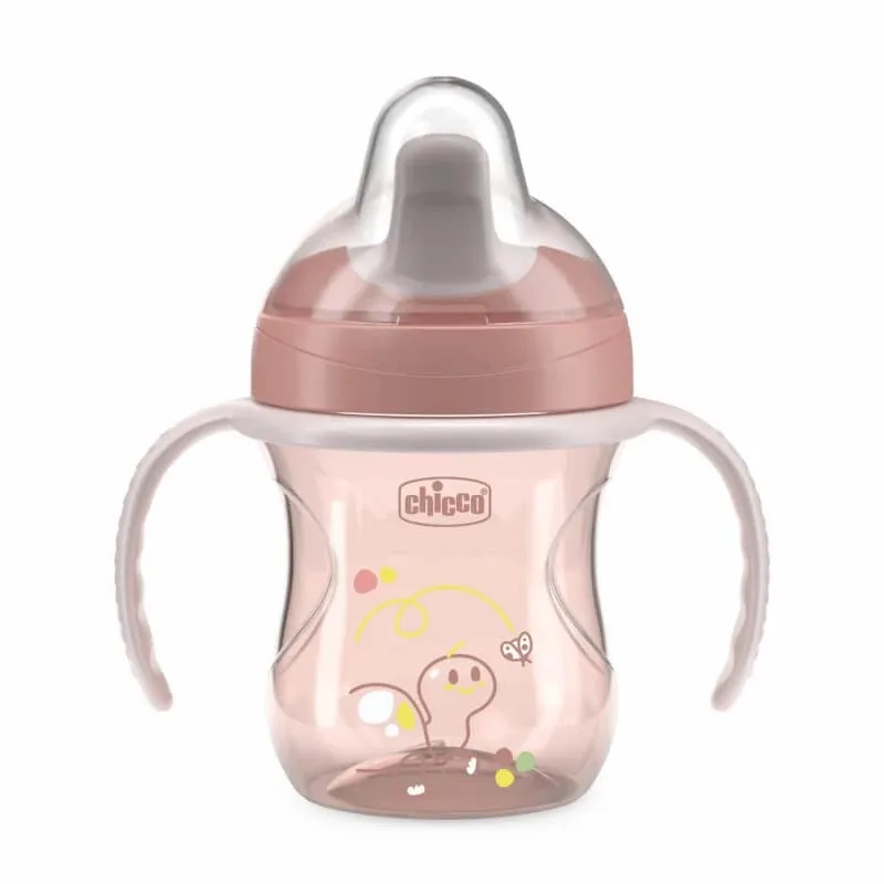 Pahar de antrenament Chicco - gura de scurgere fără picurare cu mânere detașabile roz 6m+ — preț și oferte