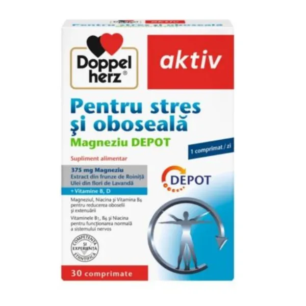 Magneziu Depot pentru stres si oboseala, Doppelherz Aktiv | 30 comprimate — preț și oferte