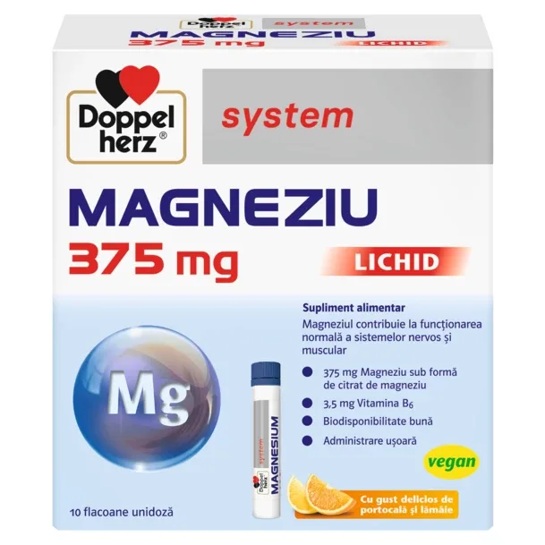 Magneziu lichid 375 mg, Doppelherz System | 10 flacoane — preț și oferte