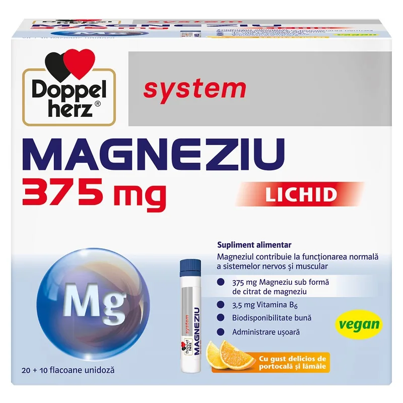 Magneziu lichid 375 mg, Doppelherz System | 30 flacoane — preț și oferte