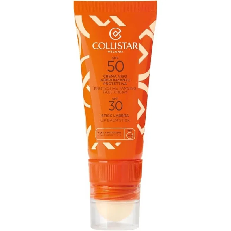 Collistar duo - cremă de față cu bronz protector spf 50 + lip stick spf 30 20 ml — preț și oferte