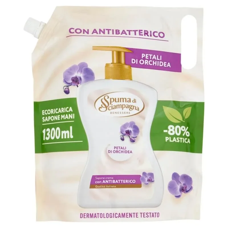 Spuma di sciampagna Săpun de mâini cu petale de orhidee cu efect antibacterian - refill 1300 ml — preț și oferte