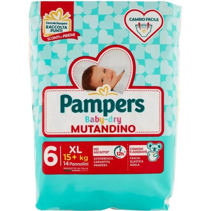 Pampers baby dry panty - 14 scutece mărimea 6 extra large de la 15kg+ — preț și oferte