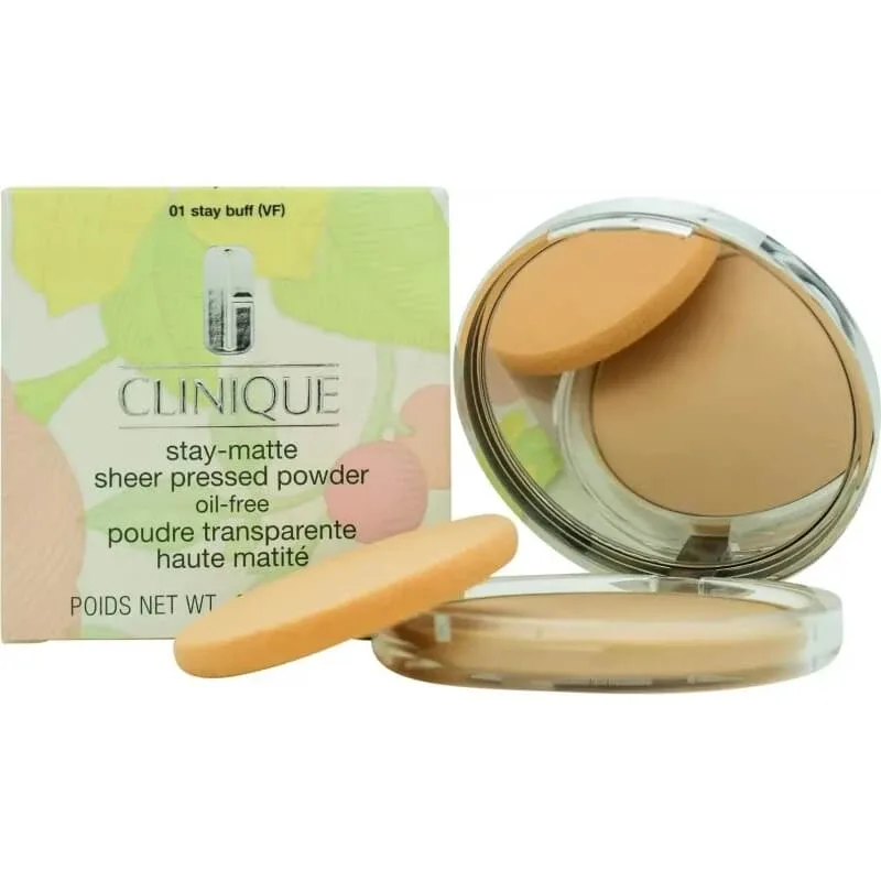 Clinique stay-matte sheer pressed powder oil-free - pudră compactă nr. 01 buff — preț și oferte