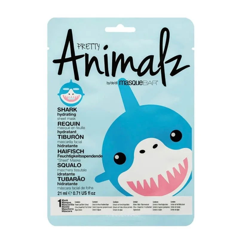 Mască bar Animalz shark - mască facială din material textil hrănitoare, hidratantă și iluminatoare — preț și oferte