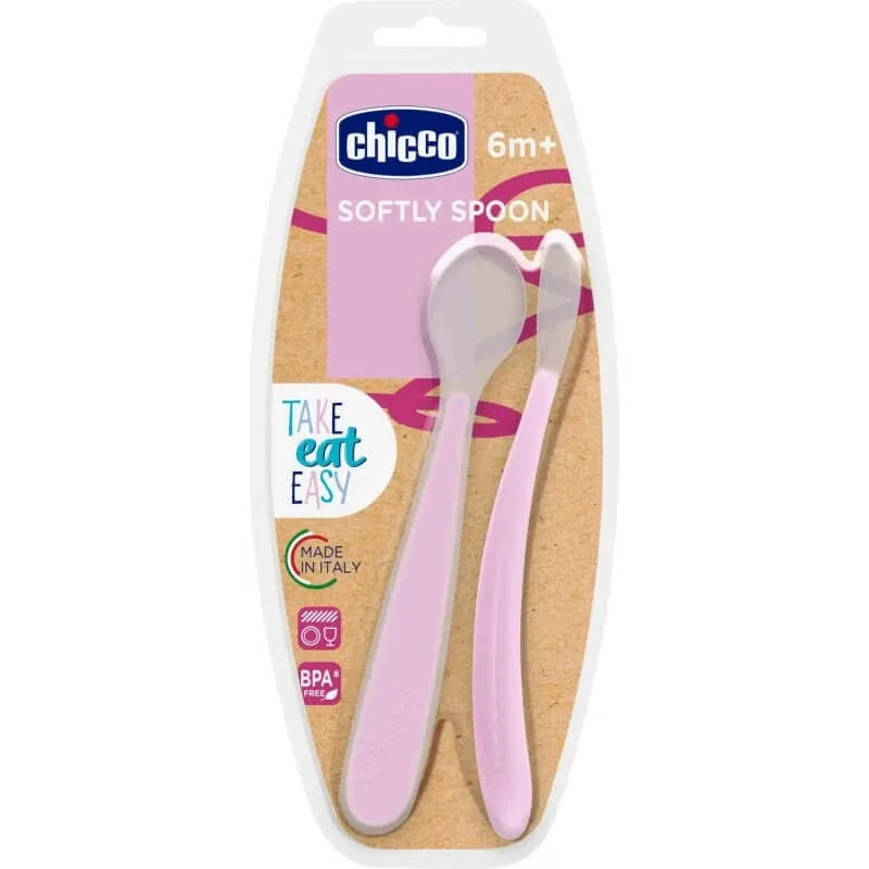 Chicco 2 linguri moi din silicon 6+ luni - roz — preț și oferte