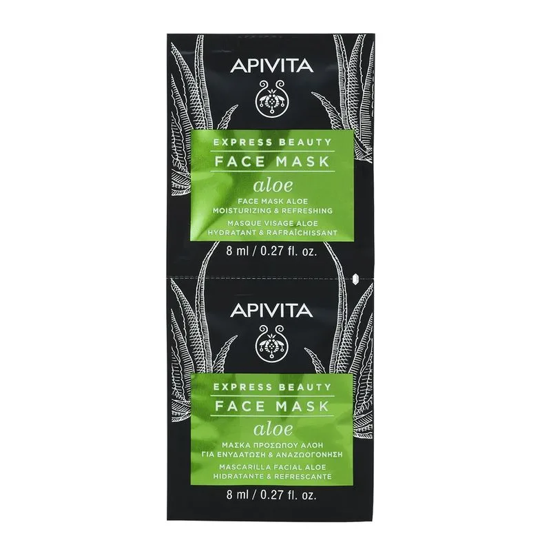 Masca de fata hidratanta cu extract de aloe, Apivita | 2 x 8 ml — preț și oferte