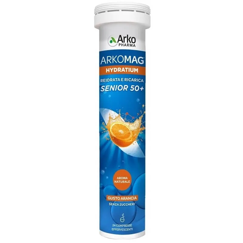 Arkomag hydratum senior 50 + gust portocaliu 24 comprimate efervescente - supliment rehidratant — preț și oferte