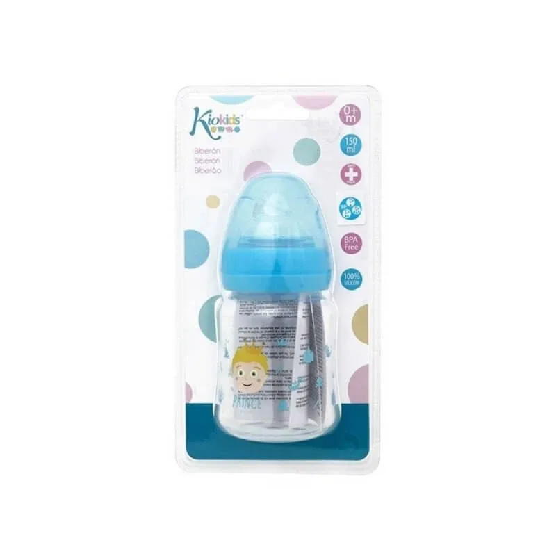 Kiokids Biberon cu tetină din silicon - albastru 0m+ 150 ml — preț și oferte