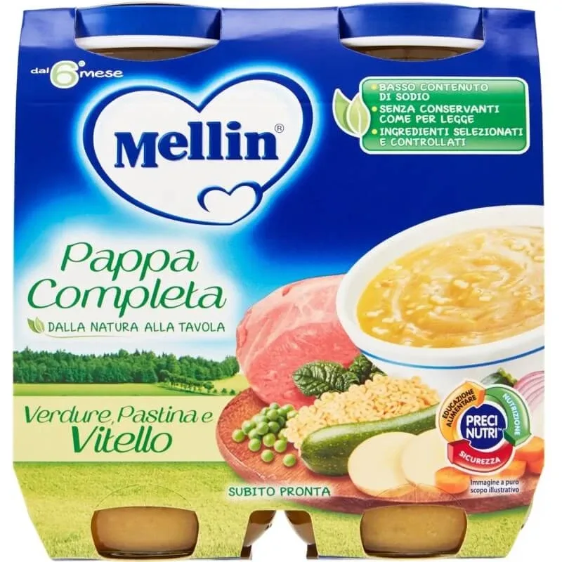 Mellin Mâncare completă de vițel pentru copii +6 luni 2 borcane 250 g — preț și oferte