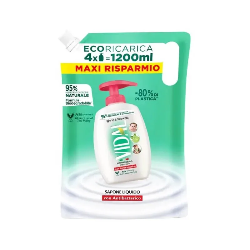 Vidal Hygiene &amp; siguranță - detergent de mâini și corp cu antibacterian - 1,2 l refill — preț și oferte