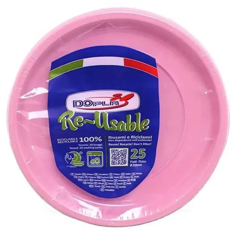 Dopla 25 farfurii plate reutilizabile - roz — preț și oferte