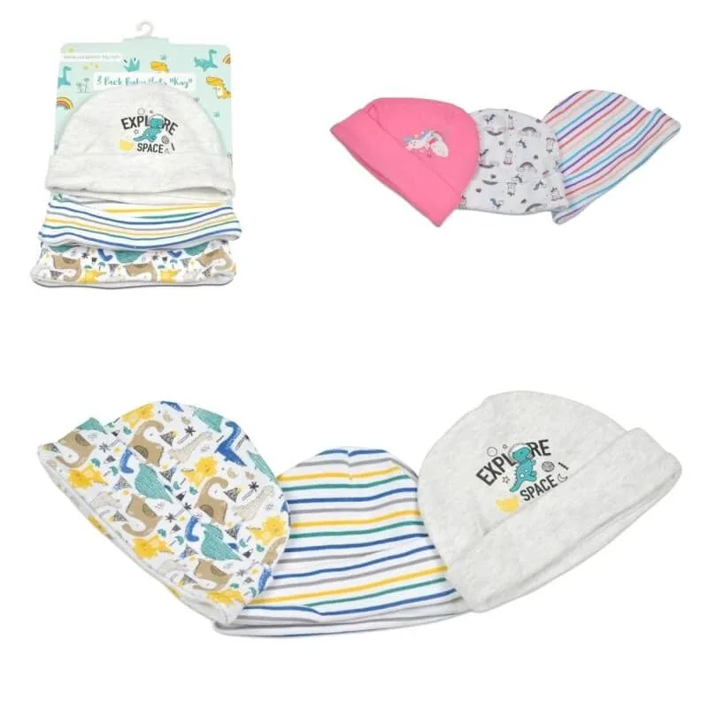 Set șapcă Cangaroo - 3 șepci din bumbac pur pentru copii 0-3 luni albastru — preț și oferte