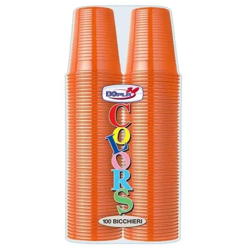 Dopla Colors - 100 pahare portocalii din polistiren de 200 ml — preț și oferte