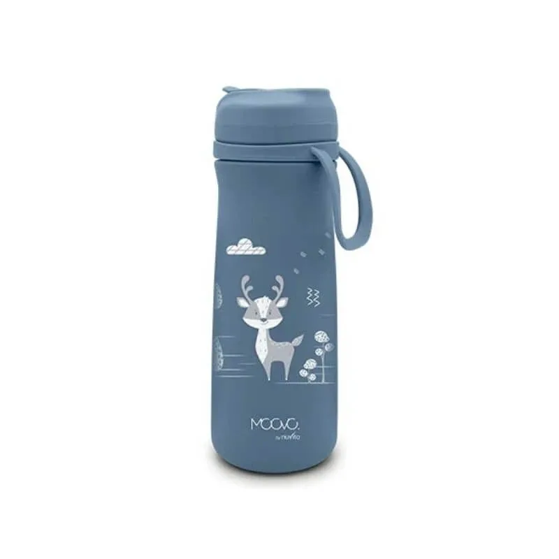 Nuvita Moovo - sticlă de apă termică din oțel inoxidabil cu pai și gura de scurgere retractabilă, albastru 500 ml — preț și oferte