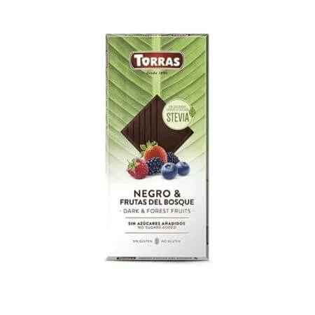 Ciocolata neagra cu 54% cacao si fructe de padure, 125 g, Torras — preț și oferte