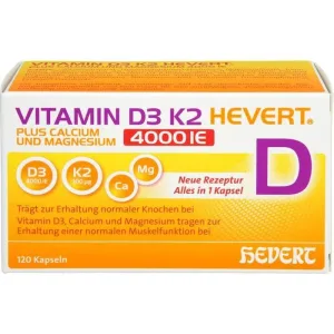 VITAMINA D3 K2 Hevert+Calciu și magneziu.4000 UI Kps. 120 Caps.